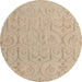 Round Machine Washable Abstract Camel Brown Rug, wshabs5103