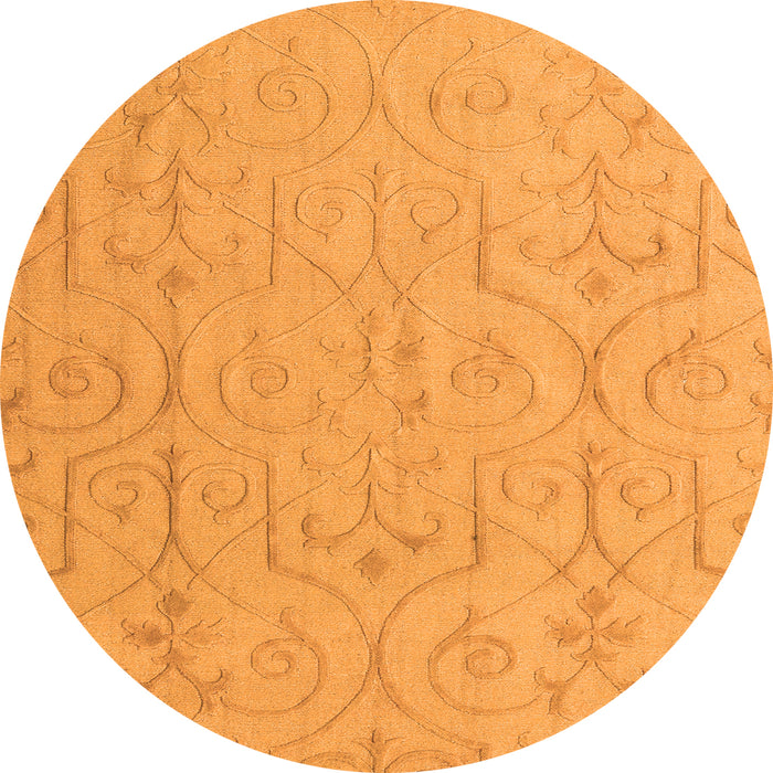 Round Machine Washable Abstract Orange Modern Area Rugs, wshabs5103org