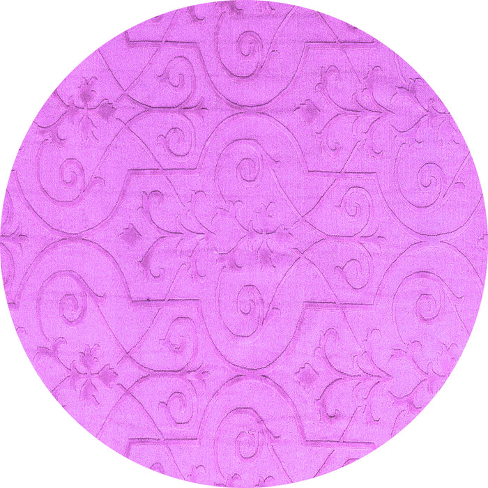 Round Machine Washable Abstract Purple Modern Area Rugs, wshabs5103pur