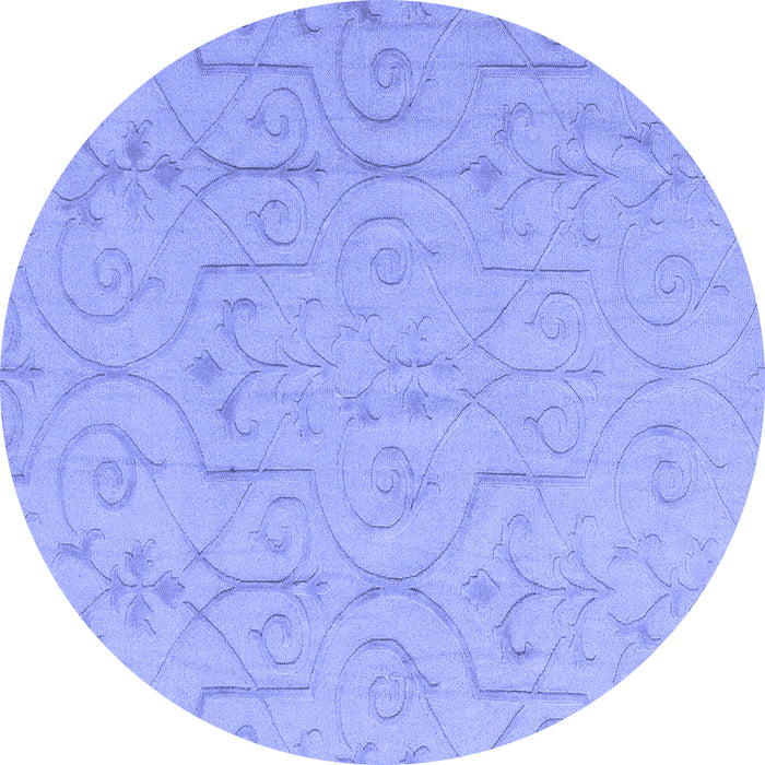 Round Abstract Blue Modern Rug, abs5103blu