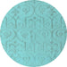 Round Machine Washable Abstract Light Blue Modern Rug, wshabs5103lblu