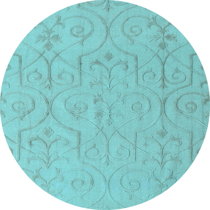 Round Abstract Light Blue Modern Rug, abs5103lblu