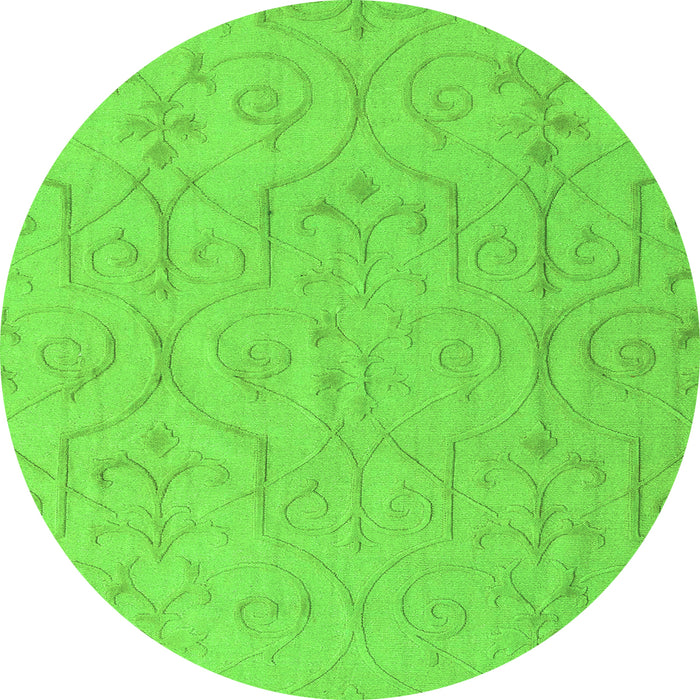 Round Machine Washable Abstract Green Modern Area Rugs, wshabs5103grn