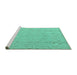 Sideview of Machine Washable Abstract Turquoise Modern Area Rugs, wshabs5103turq