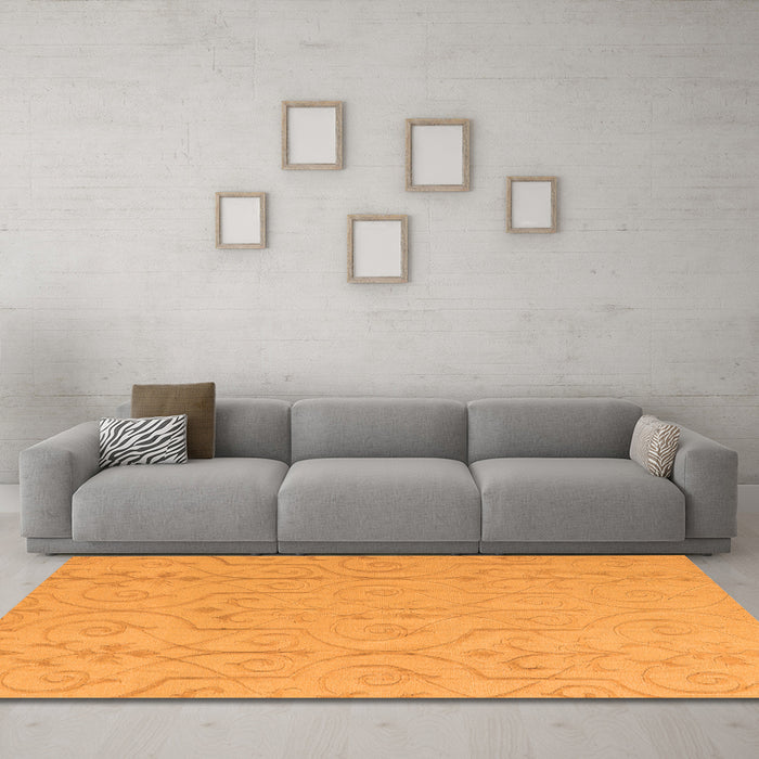 Machine Washable Abstract Orange Modern Area Rugs in a Living Room, wshabs5103org