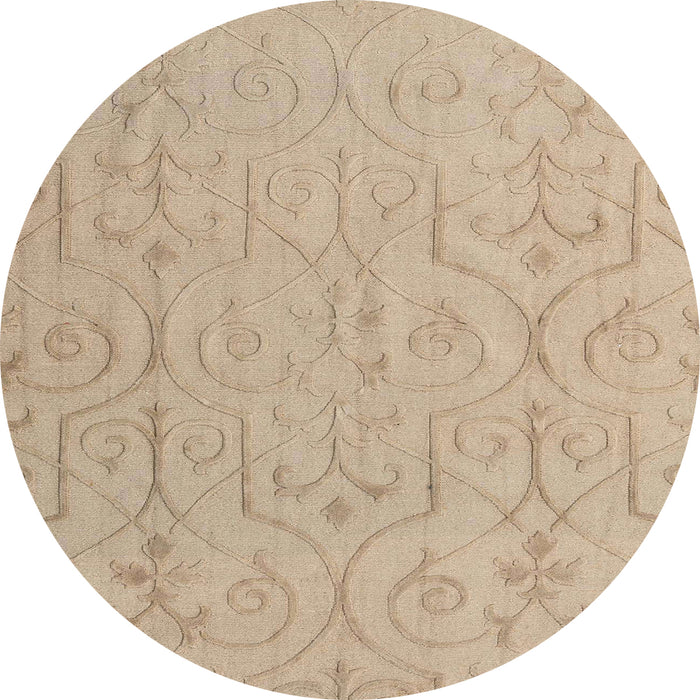 Round Abstract Camel Brown Modern Rug, abs5103
