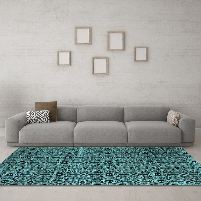 Machine Washable Abstract Light Blue Modern Rug in a Living Room, wshabs5104lblu
