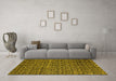 Machine Washable Abstract Yellow Modern Rug in a Living Room, wshabs5104yw