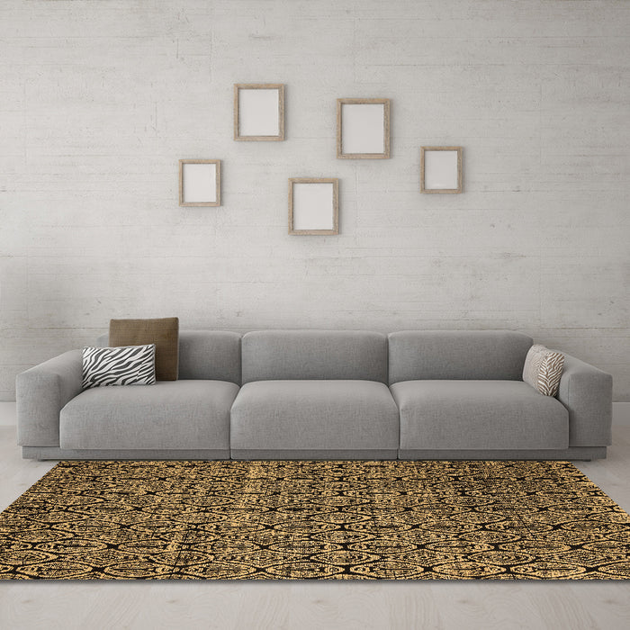 Machine Washable Abstract Brown Modern Rug in a Living Room,, wshabs5104brn