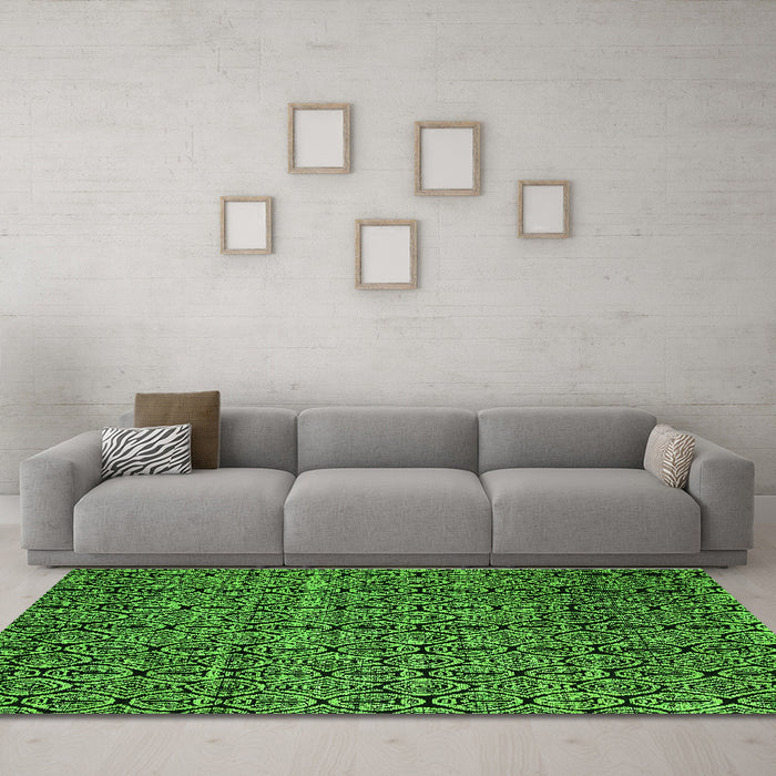 Machine Washable Abstract Green Modern Area Rugs in a Living Room,, wshabs5104grn