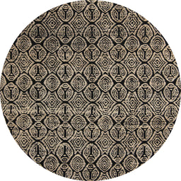 Round Abstract Camel Brown Modern Rug, abs5104