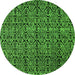 Round Machine Washable Abstract Green Modern Area Rugs, wshabs5104grn