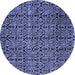 Round Machine Washable Abstract Blue Modern Rug, wshabs5104blu