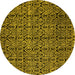 Round Machine Washable Abstract Yellow Modern Rug, wshabs5104yw