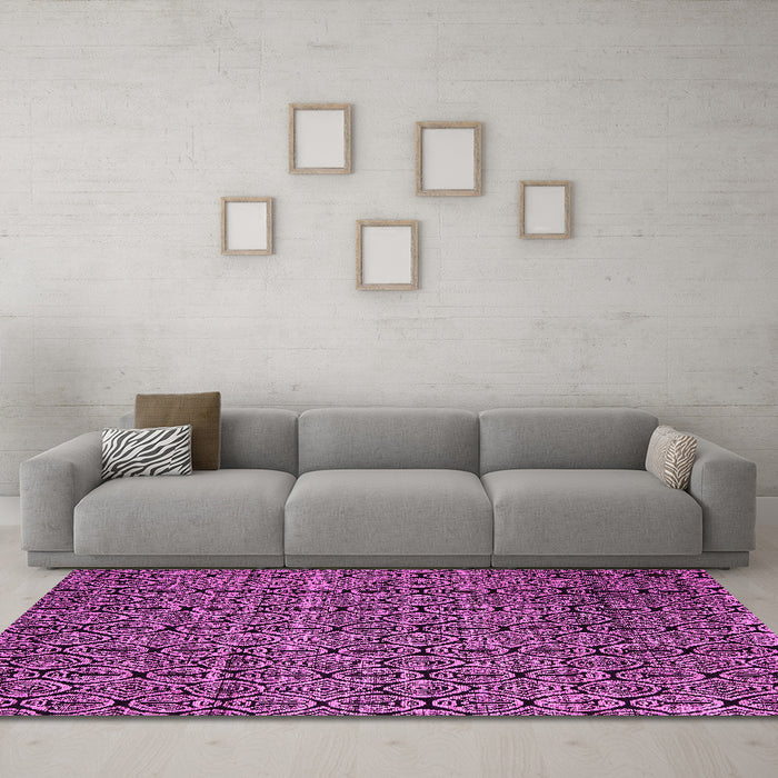 Machine Washable Abstract Pink Modern Rug in a Living Room, wshabs5104pnk