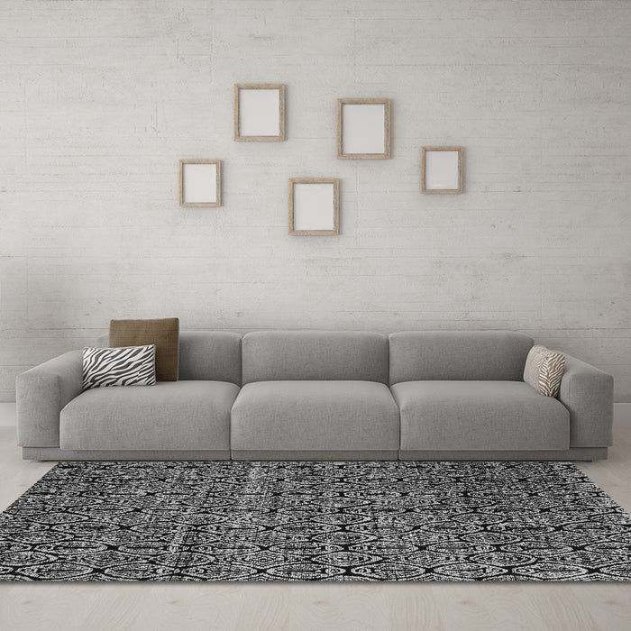 Machine Washable Abstract Gray Modern Rug in a Living Room,, wshabs5104gry