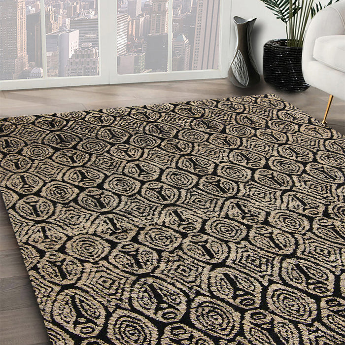 Abstract Camel Brown Modern Rug in Family Room, abs5104