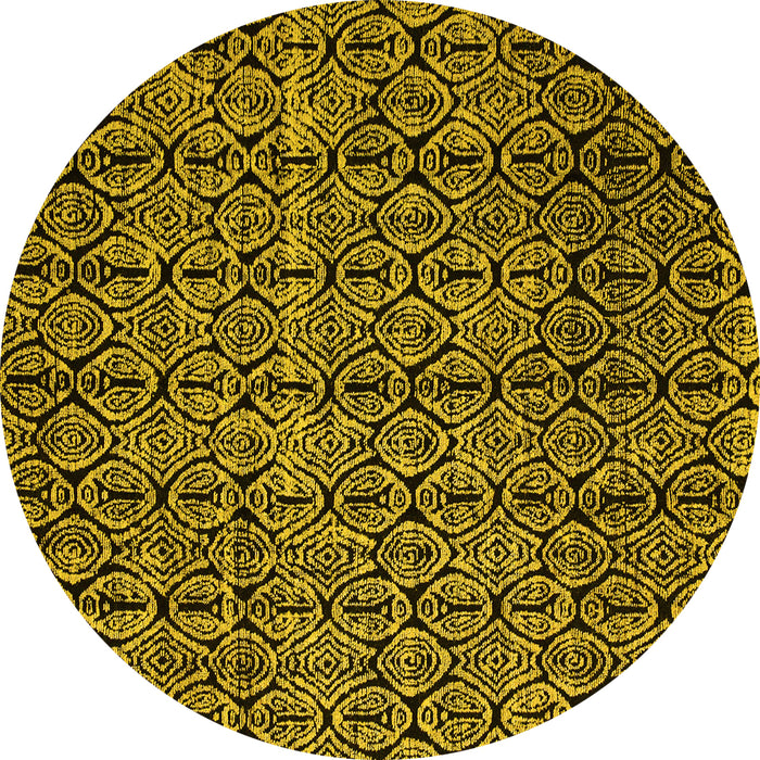 Round Abstract Yellow Modern Rug, abs5104yw