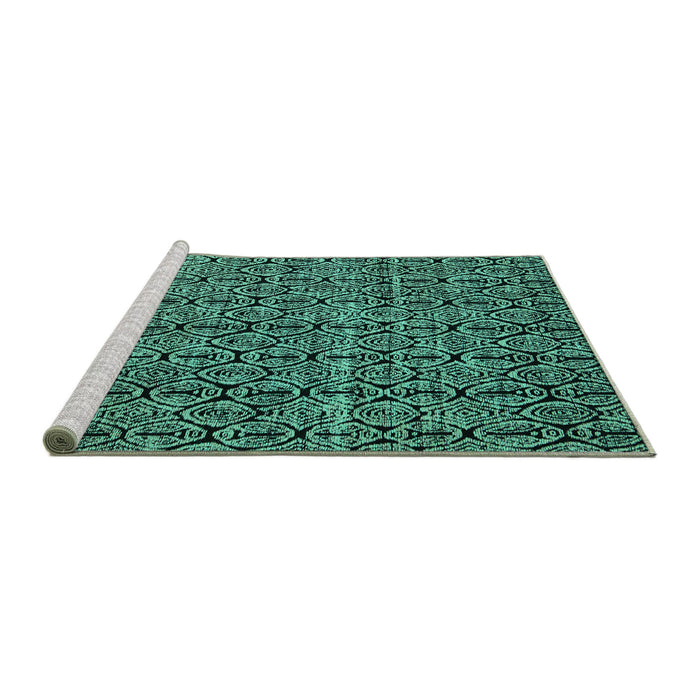 Sideview of Machine Washable Abstract Turquoise Modern Area Rugs, wshabs5104turq