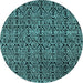 Round Abstract Light Blue Modern Rug, abs5104lblu