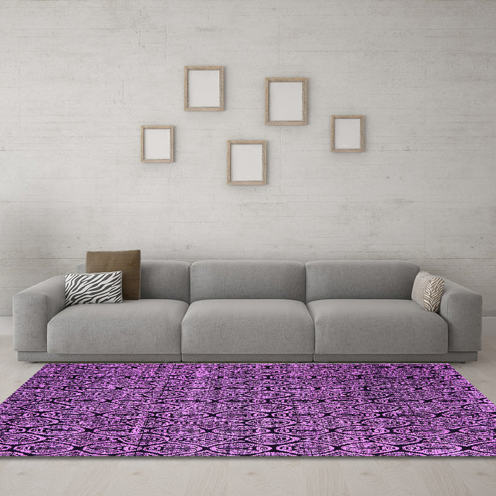 Machine Washable Abstract Purple Modern Area Rugs in a Living Room, wshabs5104pur