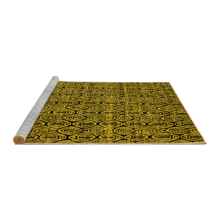 Sideview of Machine Washable Abstract Yellow Modern Rug, wshabs5104yw