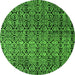 Round Machine Washable Abstract Green Modern Area Rugs, wshabs5105grn