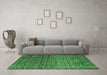 Machine Washable Abstract Emerald Green Modern Area Rugs in a Living Room,, wshabs5105emgrn