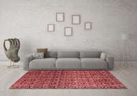 Machine Washable Abstract Red Modern Rug, wshabs5105red