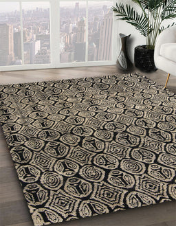 Abstract Light French Beige Brown Modern Rug in Family Room, abs5105
