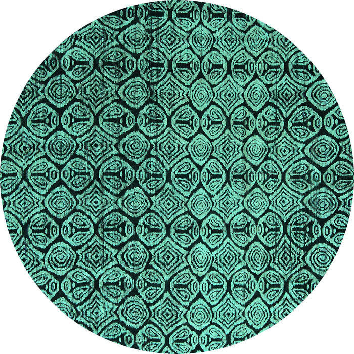 Round Abstract Turquoise Modern Rug, abs5105turq