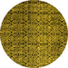 Round Machine Washable Abstract Yellow Modern Rug, wshabs5105yw