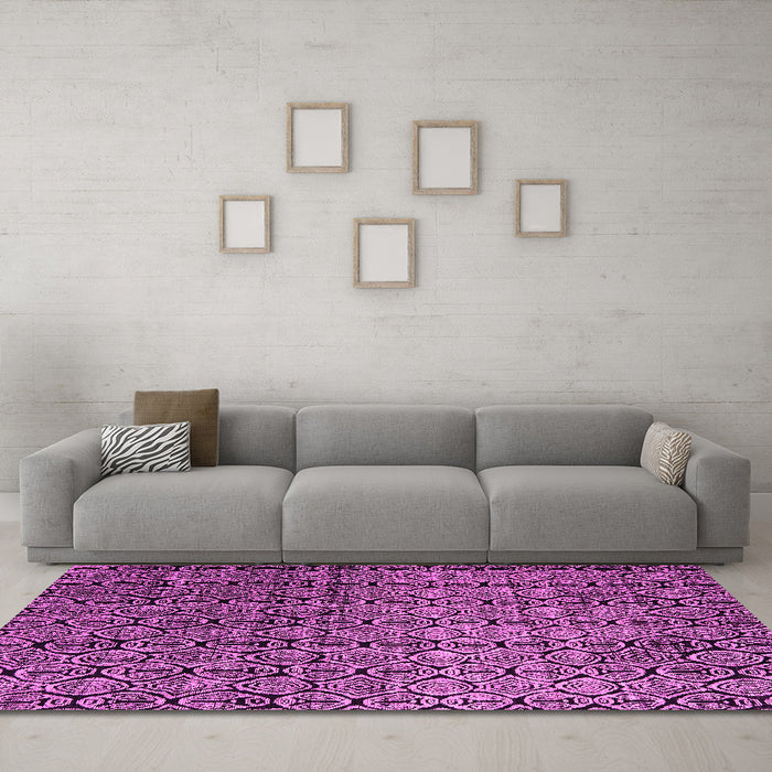 Machine Washable Abstract Pink Modern Rug in a Living Room, wshabs5105pnk