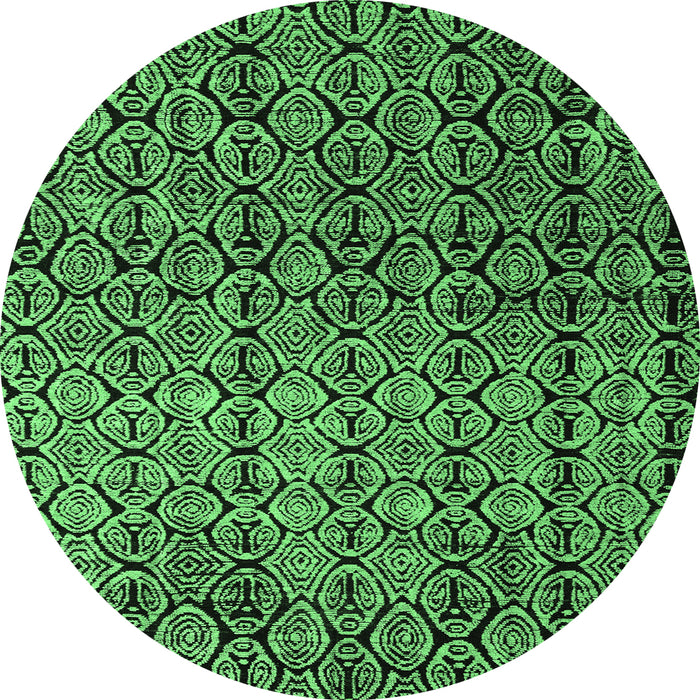 Round Abstract Emerald Green Modern Rug, abs5105emgrn