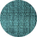 Round Machine Washable Abstract Light Blue Modern Rug, wshabs5105lblu