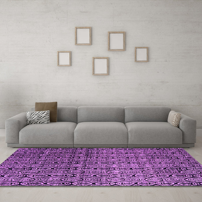 Machine Washable Abstract Purple Modern Area Rugs in a Living Room, wshabs5105pur
