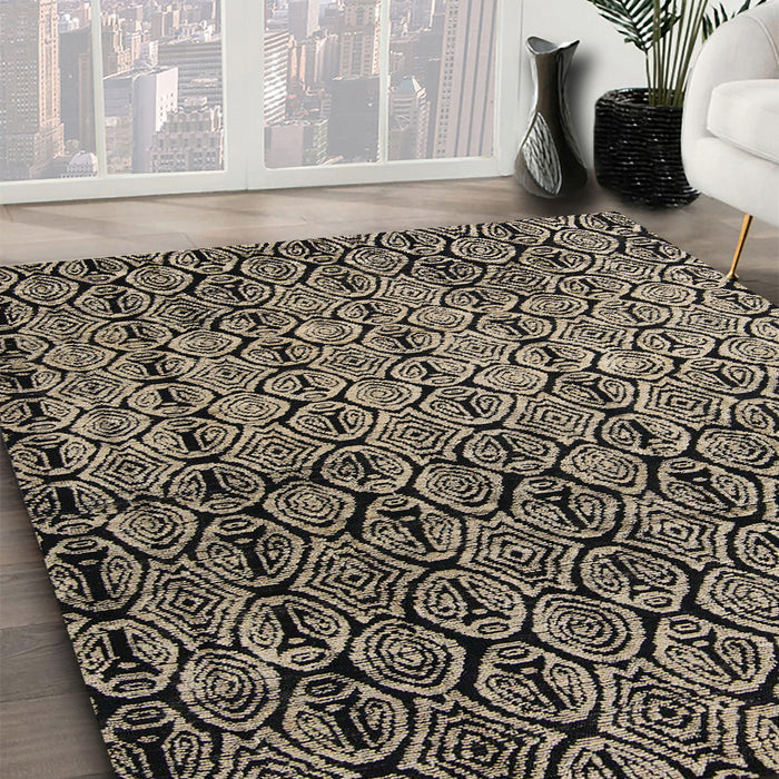 Abstract Light French Beige Brown Modern Rug in Family Room, abs5105