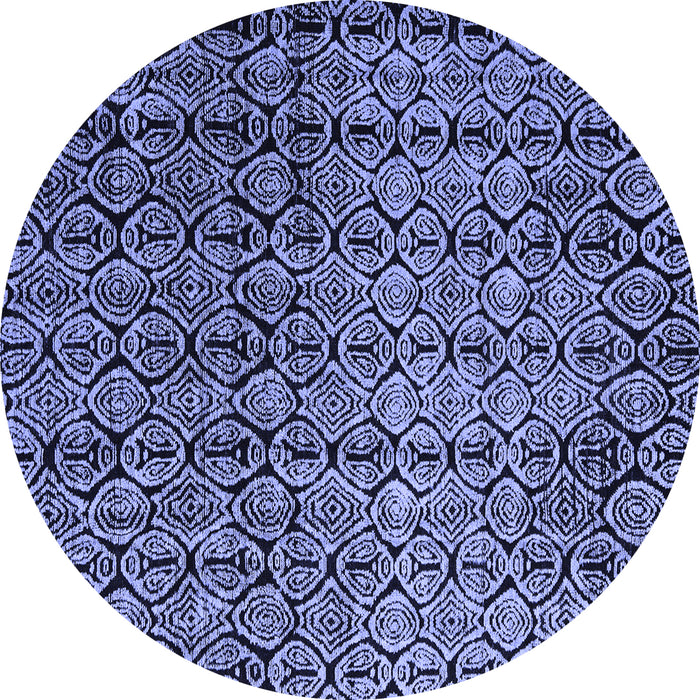 Round Abstract Blue Modern Rug, abs5105blu