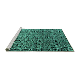 Sideview of Machine Washable Abstract Turquoise Modern Area Rugs, wshabs5105turq
