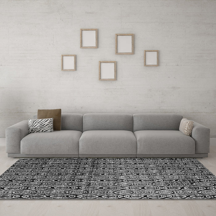 Machine Washable Abstract Gray Modern Rug in a Living Room,, wshabs5105gry