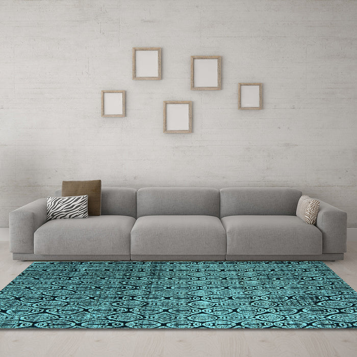 Machine Washable Abstract Light Blue Modern Rug in a Living Room, wshabs5105lblu