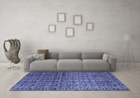 Machine Washable Abstract Blue Modern Rug, wshabs5105blu