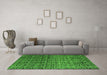 Machine Washable Abstract Green Modern Area Rugs in a Living Room,, wshabs5105grn