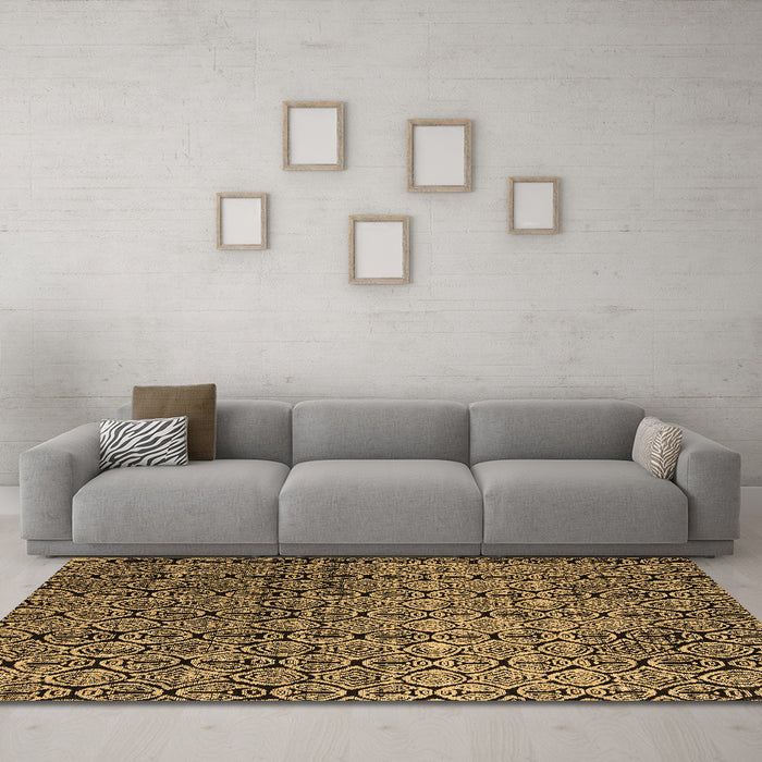 Machine Washable Abstract Brown Modern Rug in a Living Room,, wshabs5105brn