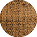 Round Machine Washable Abstract Orange Modern Area Rugs, wshabs5105org