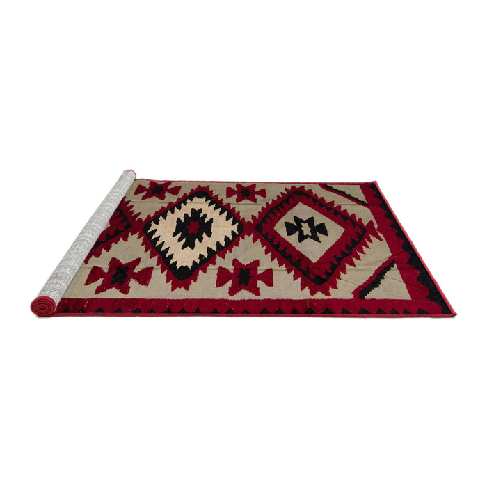 Sideview of Machine Washable Abstract Dark Almond Brown Rug, wshabs5106