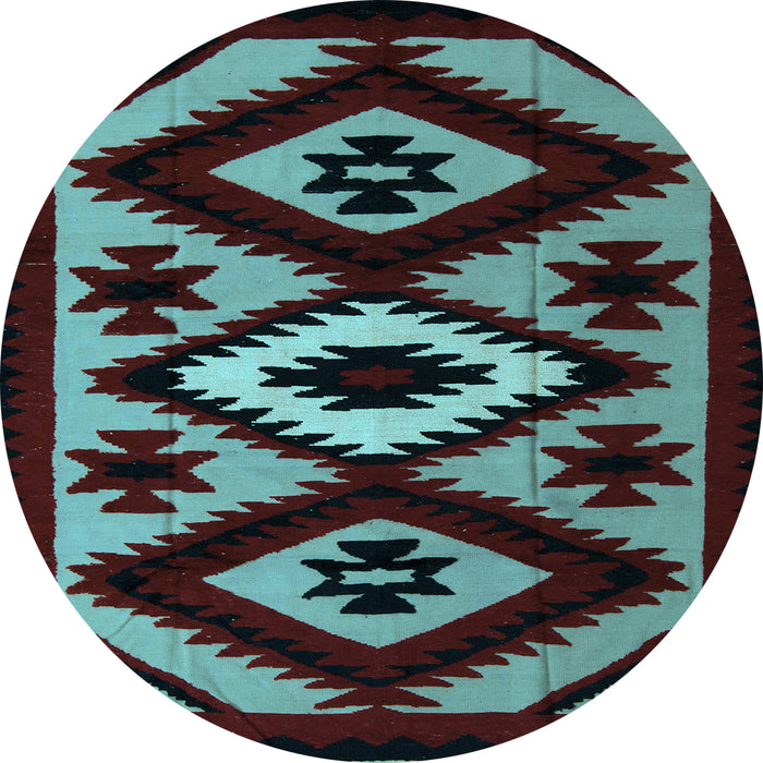 Round Abstract Light Blue Modern Rug, abs5106lblu