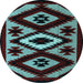 Round Abstract Light Blue Modern Rug, abs5106lblu