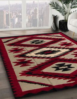 Machine Washable Abstract Dark Almond Brown Rug in a Family Room, wshabs5106