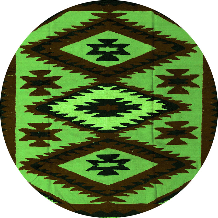 Round Abstract Green Modern Rug, abs5106grn
